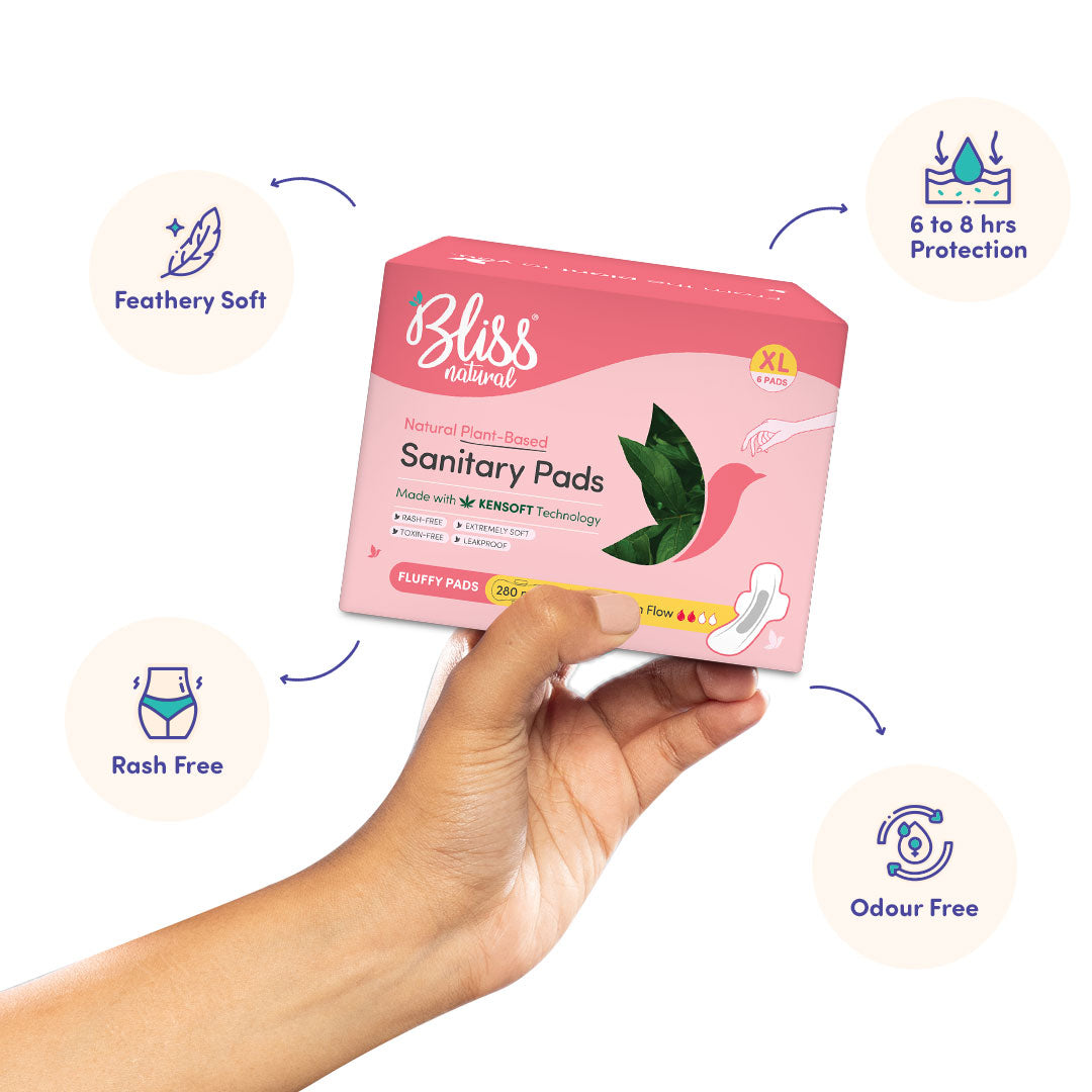 Bliss Natural Organic Sanitary Pads-12 Pack of 2