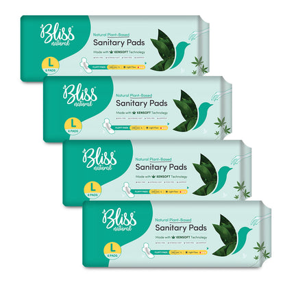 Bliss Natural Organic Sanitary Pads-24 pads-Pack of 4