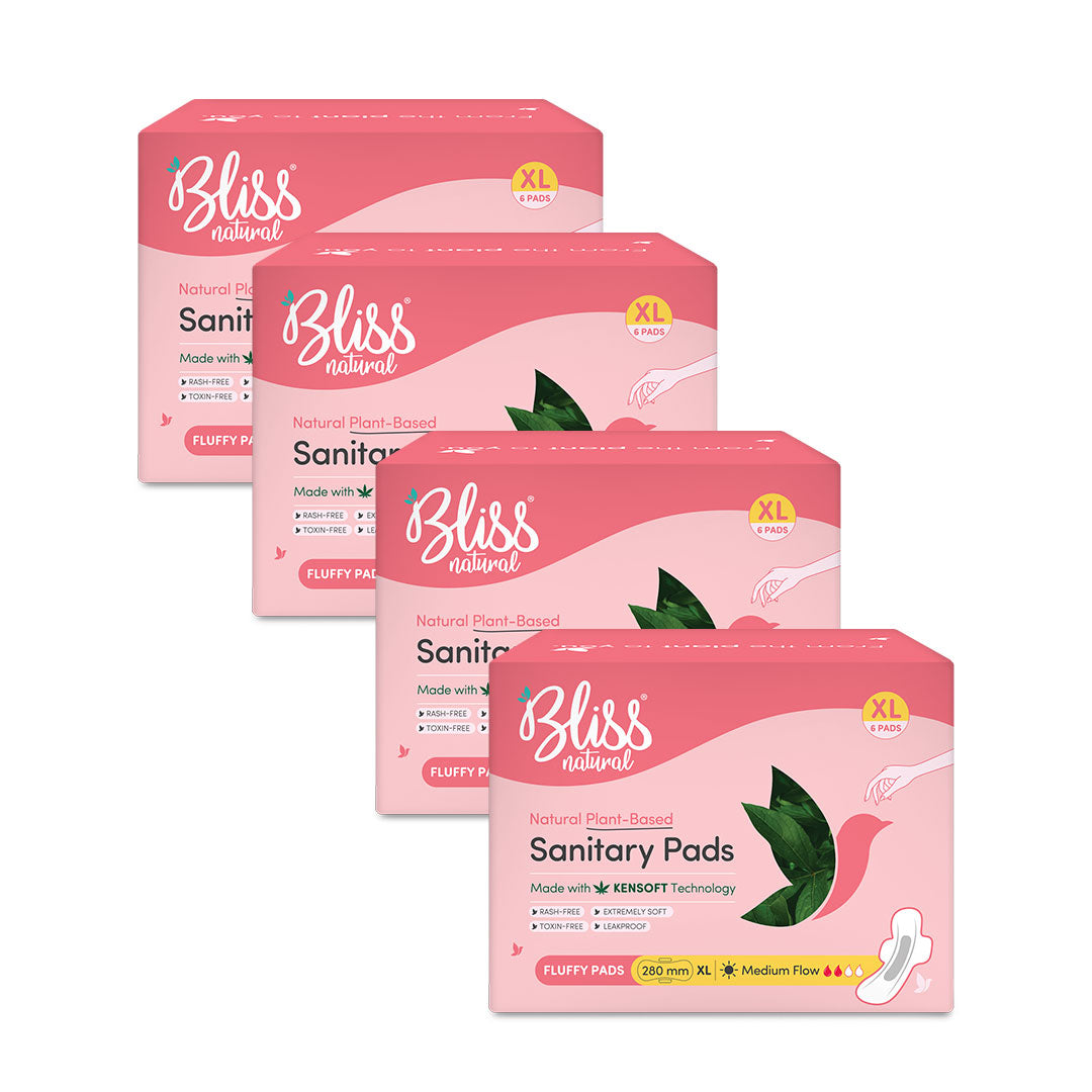 Bliss Natural Organic Sanitary Pads-24 pads-Pack of 4