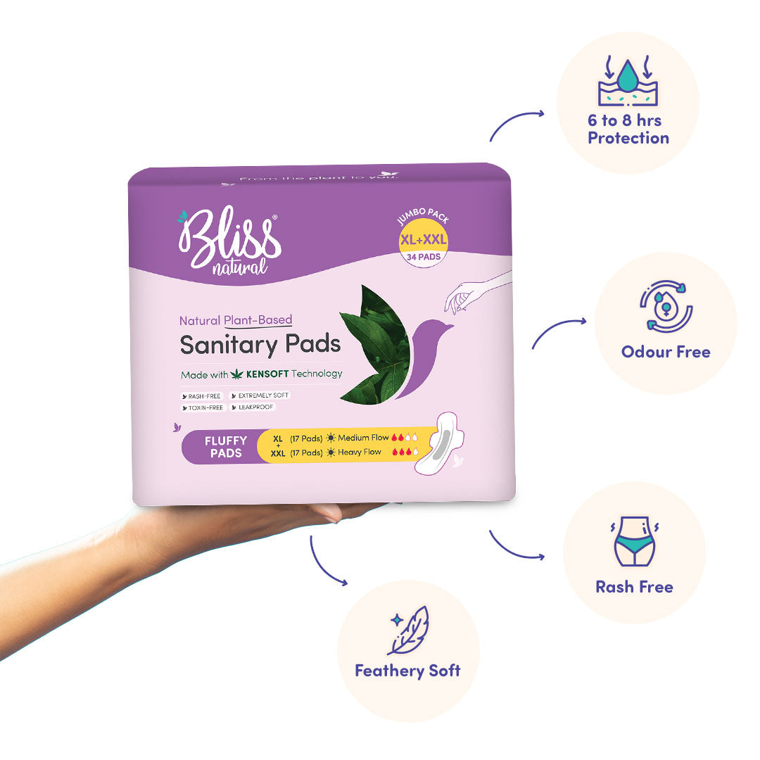 Bliss Natural Organic Sanitary Pads-34 pads-Jumbo Pack