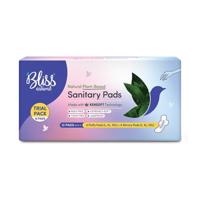 Bliss Natural Organic Ultra Soft Trial Pack-6 Slimmy &  6 Fluffy Pads ( L, XL, XXL)