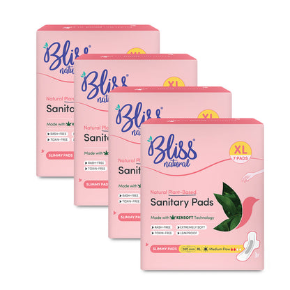 Bliss Natural Organic Ultra Thin Pad-28 pads-Pack of 4