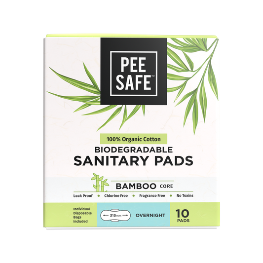 Pee Safe Organic Cotton Biodegradable Sanitary Pads - Pack of 10