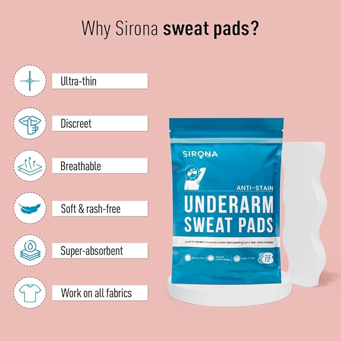 Sirona Disposable Underarm Sweat Pads -24 pads